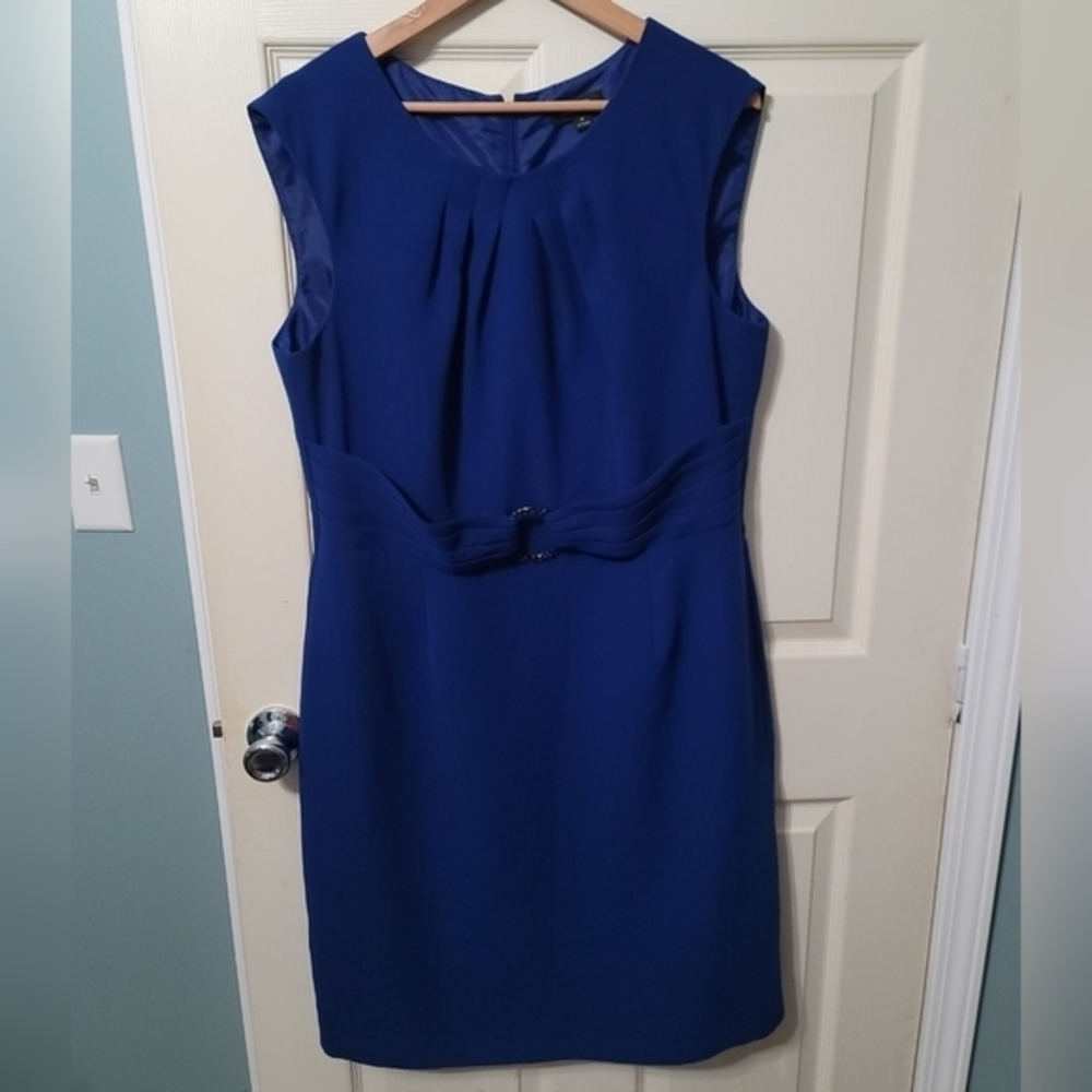 Tahari‎ Blue Buckle Dress Women's 16 Excellent Condition